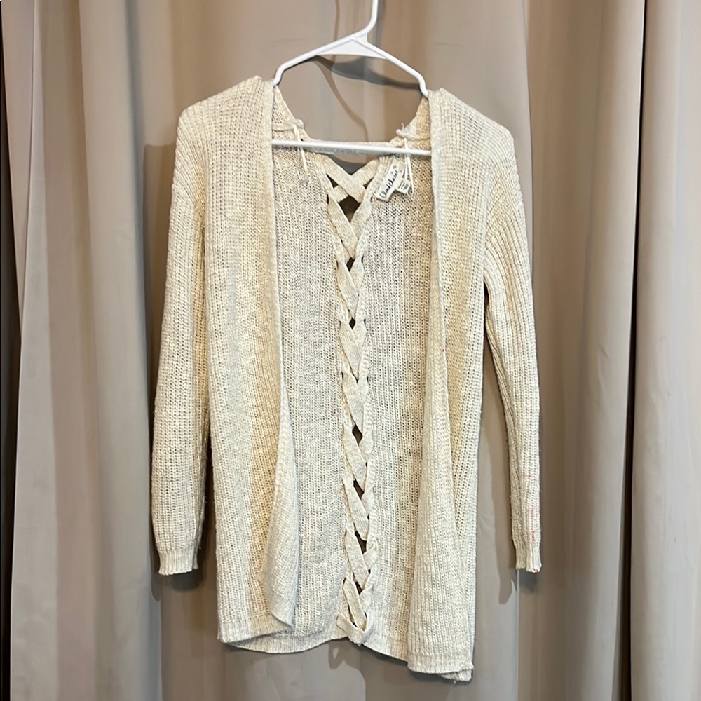 Cloud Chaser Cream Cardigan with Long Sleeves and V-Neck